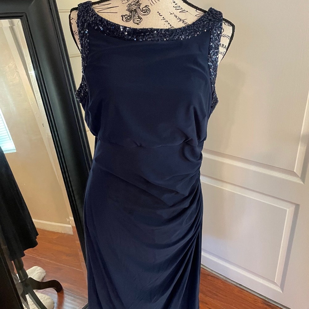 Figure Flattering Dress with Beading - American Living Dress - Navy - Size 12